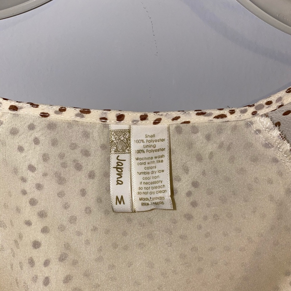Brown and Cream Polka Dot Blouse Size: M - Picture 6 of 6